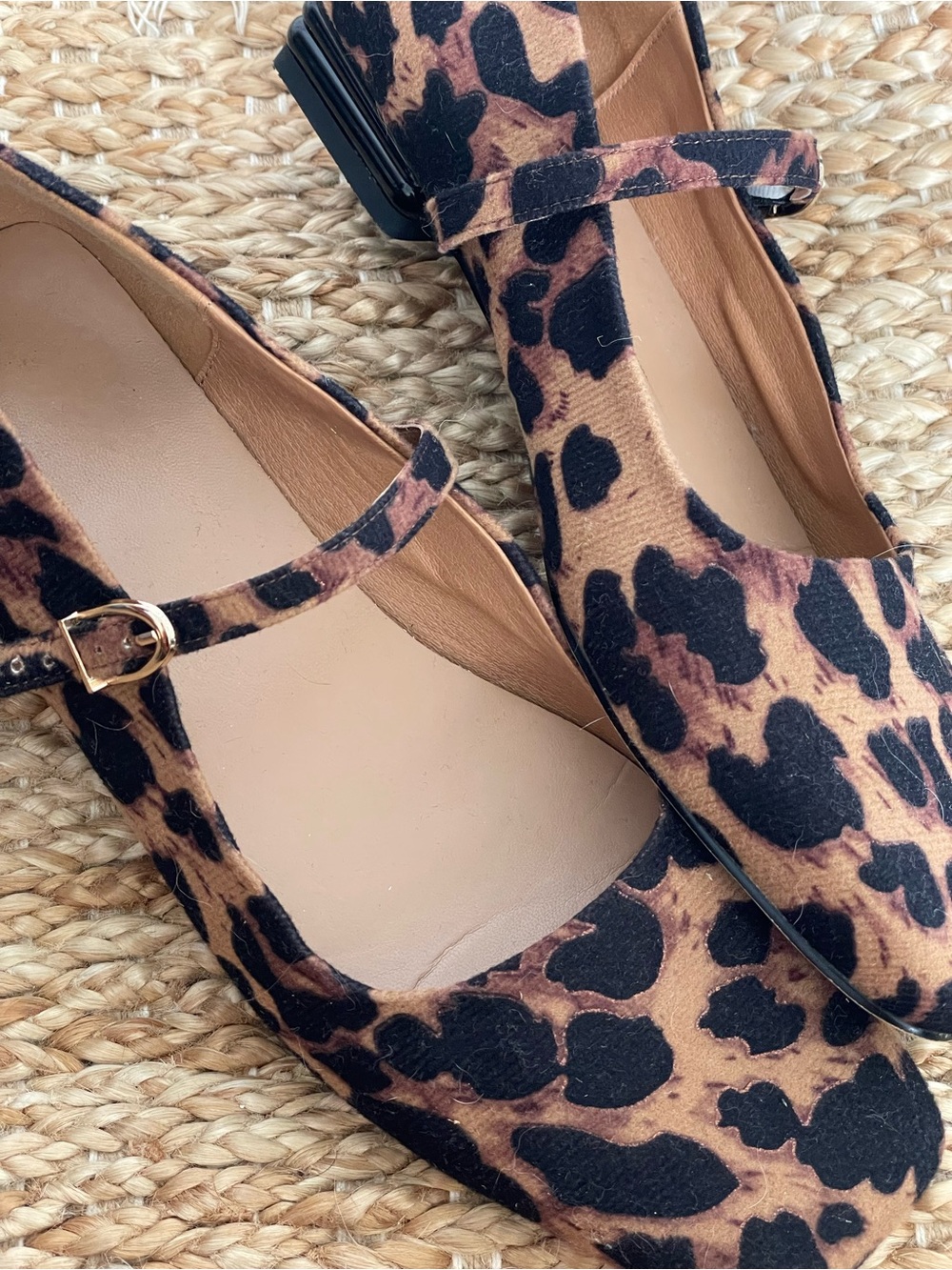 Leopard Print Mary Jane Flats Square Toe Ballet Shoes Size 8.5 - Picture 4 of 4